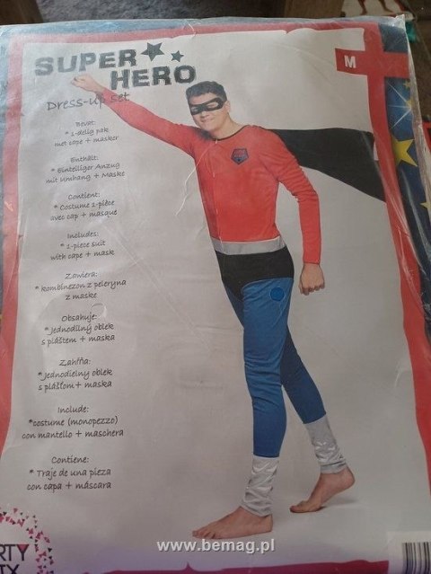 Kostium dla dorosłych, superbohater rozmiar M Bemag