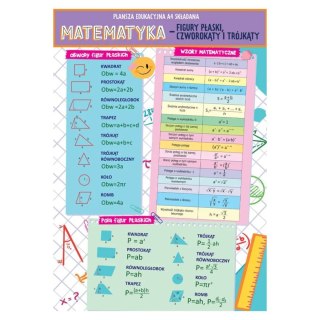 Książeczka edukacyjna KARTA EDUKACYJNA mATEMATYKA FIGURY PŁASKIE TRÓJKĄTY I CZWOROKATY Henry (5905701489817)