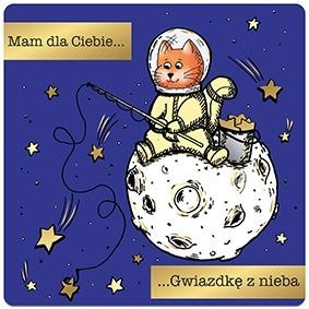 Pocztówka Kartka Jednostronna kot na księżycu Henry (5905701485079)
