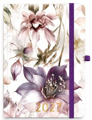 Kalendarz książkowy (terminarz) 2027 Botanical dzienny, Irys A5 210mm x 145mm Antra (Kal001500)