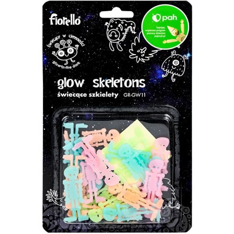 Naklejka ścienna Fluorescencyjna szkielety miks 24 szt Fiorello (170-2807)