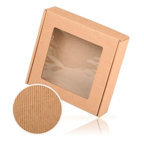 Opakowanie ozdobne Karbowany K-BOX-06 z okienkiem 200x200x50 - 10 szt [mm:] 200x200x 50 Paw (5906168965760)