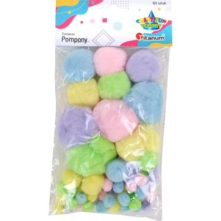 Pompony Craft-Fun Series pastelowy 60 szt Titanum (MQ1033)