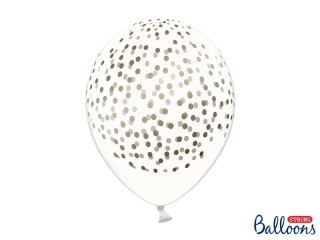 Balon gumowy gumowy kropeczki w kolorze złotym 30 cm/6 sztuk pastelowy 6 szt przezroczysty 300mm Partydeco (SB14C-208-099G-6)