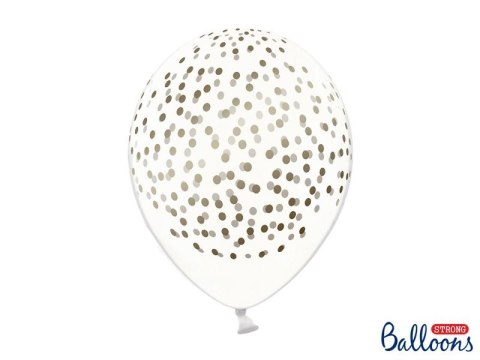 Balon gumowy gumowy kropeczki w kolorze złotym 30 cm/6 sztuk pastelowy 6 szt przezroczysty 300mm Partydeco (SB14C-208-099G-6)