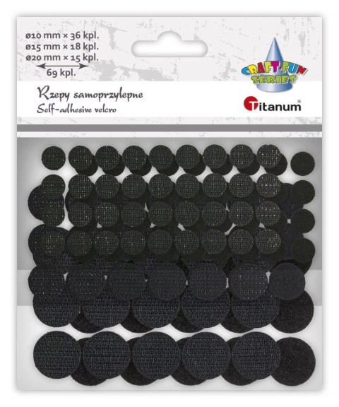 Rzepy Craft-Fun Series samoprzylepne czarne 3 rozmiary 69 szt Titanum (5903714546008)