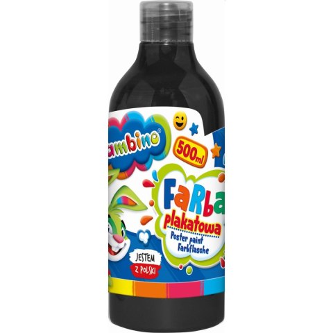 Farby plakatowe Bambino w butelce 500 ml kolor: czarny 500ml 1 kolor. Bambino (czarna)