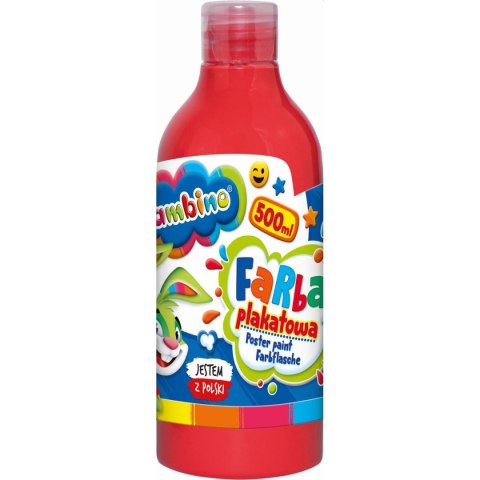 Farby plakatowe Bambino w butelce 500 ml kolor: czerwony 500ml 1 kolor. Bambino (czerwona)