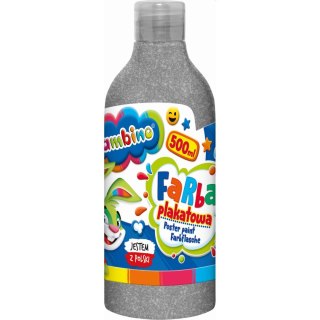 Farby plakatowe Bambino w butelce 500 ml kolor: srebrny 500ml 1 kolor. Bambino (srebrny)