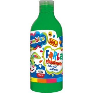 Farby plakatowe Bambino w butelce 500 ml kolor: zielona 500ml 1 kolor. Bambino (zielona)