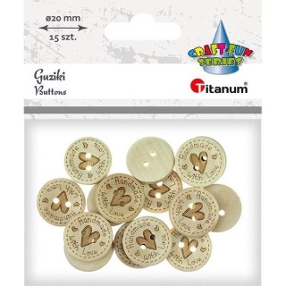 Guziki Craft-Fun Series 20mm, Handmade with Love naturalny 15 szt Titanum (WDY215)