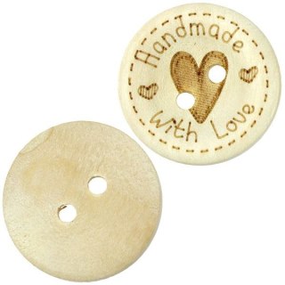 Guziki Craft-Fun Series 20mm, Handmade with Love naturalny 15 szt Titanum (WDY215)