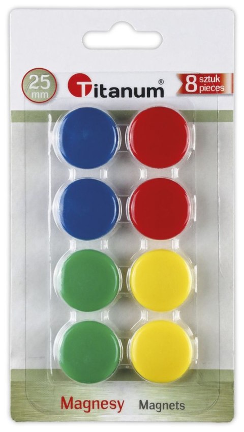 Magnes okrągłe 25 mm mix śr. 25mm Titanum 8 sztuk