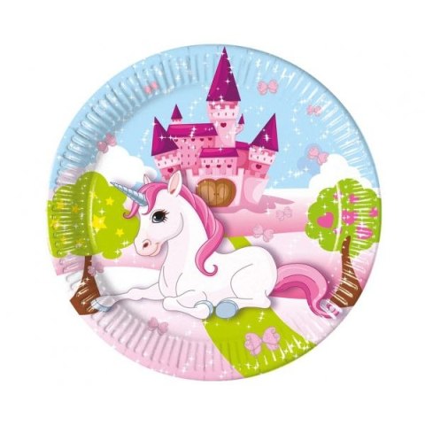 Talerz jednorazowy jednorożec papier śr. 200mm 8 szt Godan (93732)
