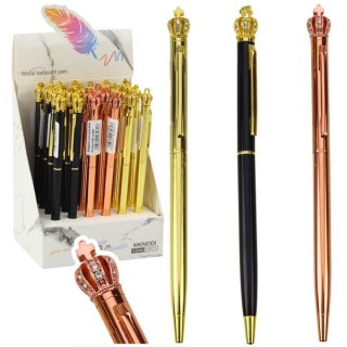 Długopis Metalowy Automatyczny Korona Niebieski Tusz 1.0mm wkład niebieski 0,1mm Lean (21566)