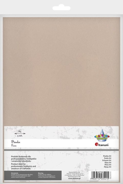 Arkusz piankowy Craft-Fun Series pianka dekoracyjna A4 5 szt. kolor: cielisty 5 ark. Titanum (6135)