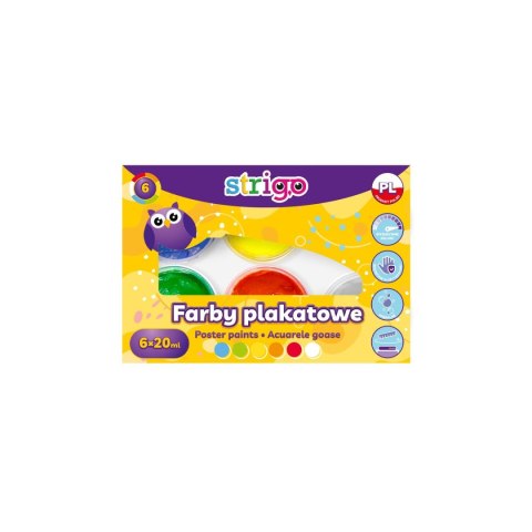 Farby plakatowe 6kol , 20mg 5902315579606 kolor: mix 20ml 6 kolor. Strigo (SSC295)