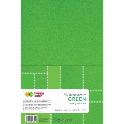Filc kolor: zielona 10 ark. [mm:] 200x300 Happy Color (HA 7120 2030-5)