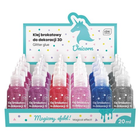 Klej artystyczny UNICORN brokatowy 3D 5902277337085 20ml Interdruk (20ml)