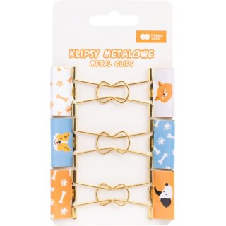 Klipsy do spinania dokumentów CAT&DOG, metal 6 szt Happy Color (HA 4821 01CD-WP6)