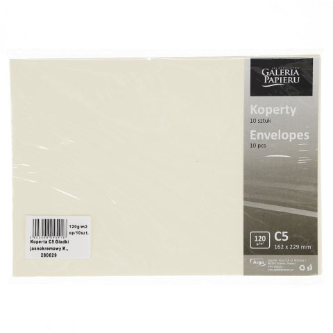 Koperta C5 gładka kremowa kremowa Galeria Papieru 10 sztuk