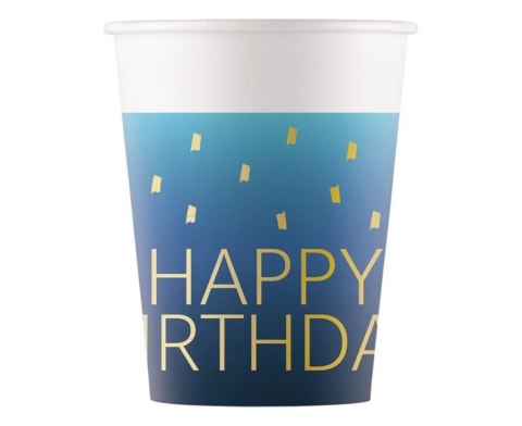 Kubek jednorazowy Blue Happy Birthday, Decorata papier 200ml Godan (96621)