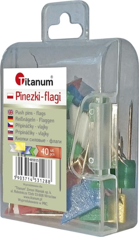 Pinezki plastikowe flagi kolor: mix 40 szt Titanum