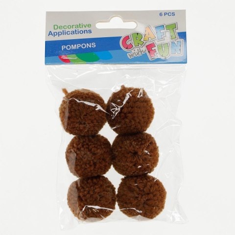 Pompony brązowa 6 szt Craft with Fun (463932)