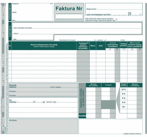 Druk samokopiujący 2/3 A4 Faktura VAT brutto uproszczona2/3 A4 80k. Michalczyk i Prokop (122-2E)