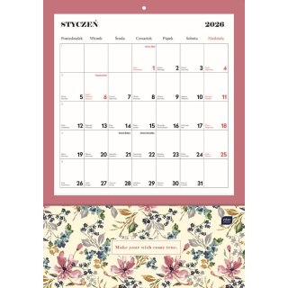 Kalendarz ścienny BLOSSOM 280mm x 400mm Interdruk (z kieszenią)