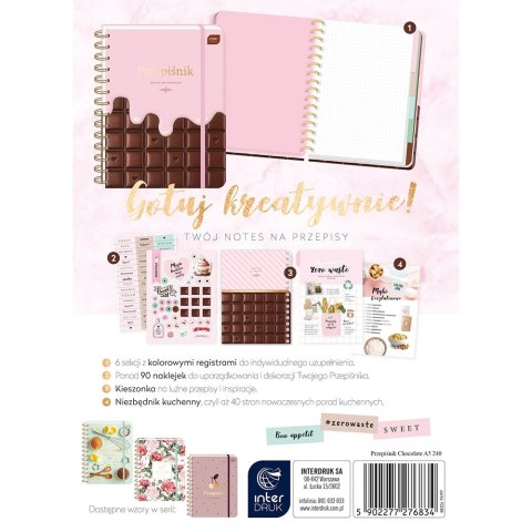 Kołozeszyt (kołonotatnik) A5 przepiśnik 240k. 90g kropki/tagi Interdruk