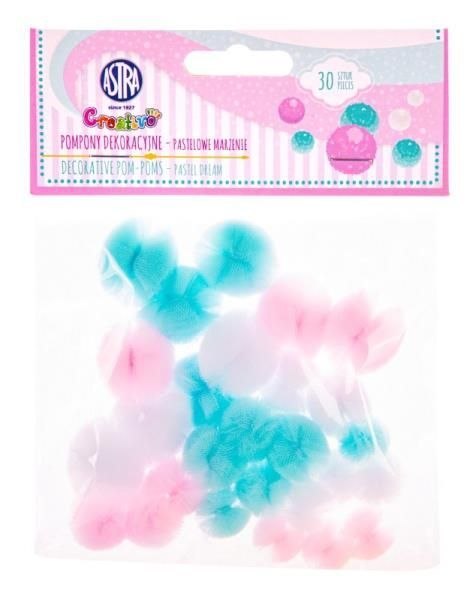 Pompony pastelowe koronkowe pastelowy 30 szt Creatinio (335122008)