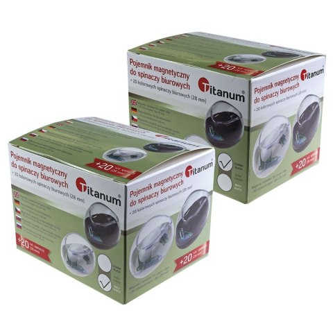 Spinacze standard w pudełku magnetycznym kolorowe 28mm 20 szt Titanum