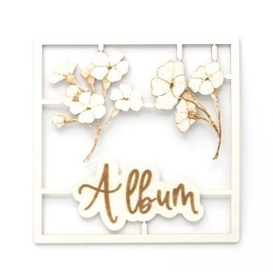 Ozdoba papierowa tekturki dekoracyjne napis album i kwiaty Galeria Papieru (253067)