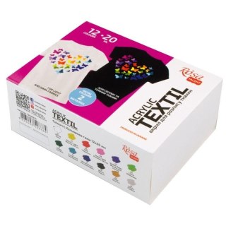 Farba do tkanin kolor: mix 20ml 12 kolor. Rosa