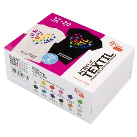 Farba do tkanin kolor: mix 20ml 12 kolor. Rosa