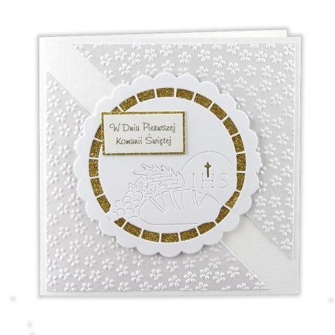 Kartka składana kw komunia ręcznie zdobiona Deco Styl