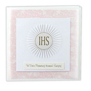 Kartka składana kw komunia ręcznie zdobiona Deco Styl