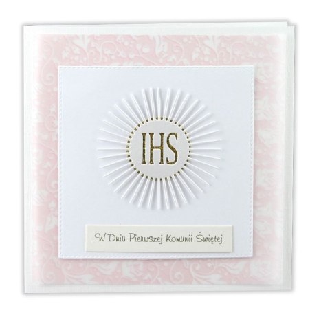 Kartka składana kw komunia ręcznie zdobiona Deco Styl