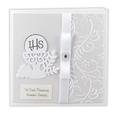 Kartka składana kw komunia ręcznie zdobiona Deco Styl