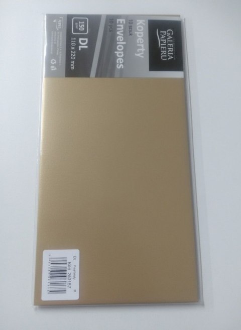 Koperta DL pearl złoty P złoty Galeria Papieru (280157) 10 sztuk