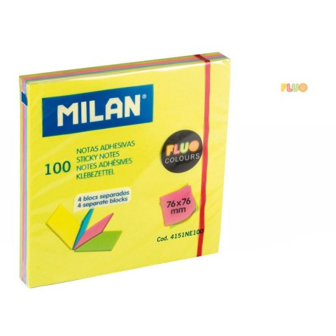 Notes samoprzylepny (karteczki) Fluo mix fluo 100k [mm:] 76x76 Milan (4151NE100)