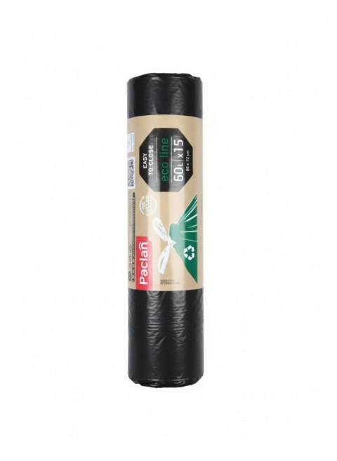 Worki na śmieci kolor: CZARNY 60L 15 szt Paclan