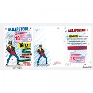 Kartka składana B6 PARTY Urodzinowy dla chłopaka 18 lat Ev-corp (STKP-020)