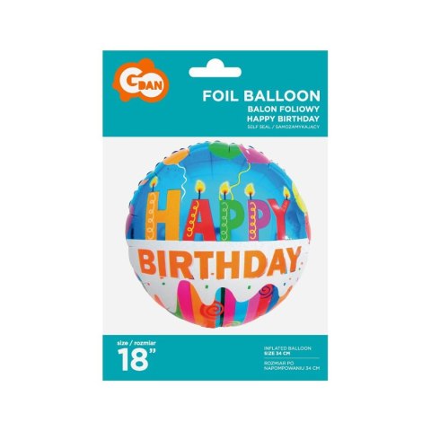 Balon foliowy happy birthday świeczki 18 cali 18cal Godan (FG-O34HBS)