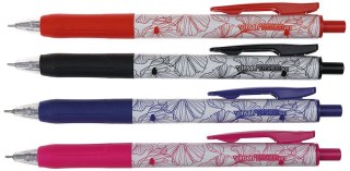 Długopis olejowy FLOWERS 501 zarysy kwiatów wkład niebieski 0,7mm Vinson