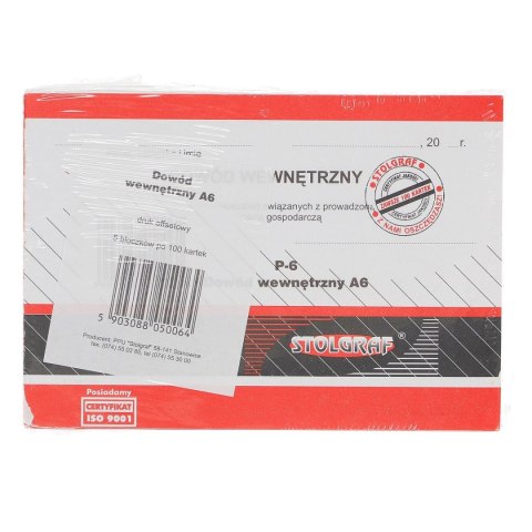 Druk offsetowy A6 dowód wewnętrzny 100k. Stolgraf