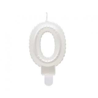 Świeczka urodzinowa cyferka 0, perłowa biała, 7 cm Godan (SF-PBI0)