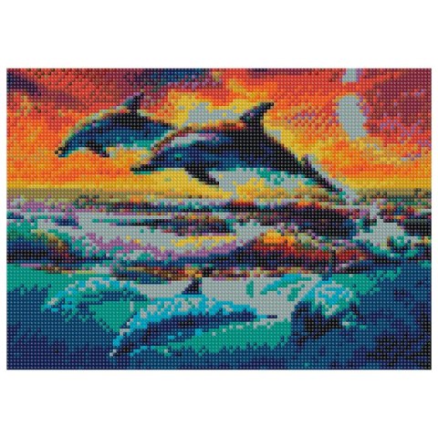 Zestaw kreatywny Diamentowa mozaika 30x40cm Delfiny Flamingo Line (TSGK77665)