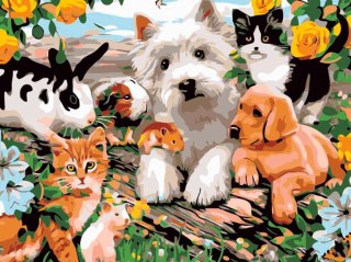 Zestaw kreatywny Malowanie po numerach 30x40cm Zwierzęta Flamingo Line (FC203)